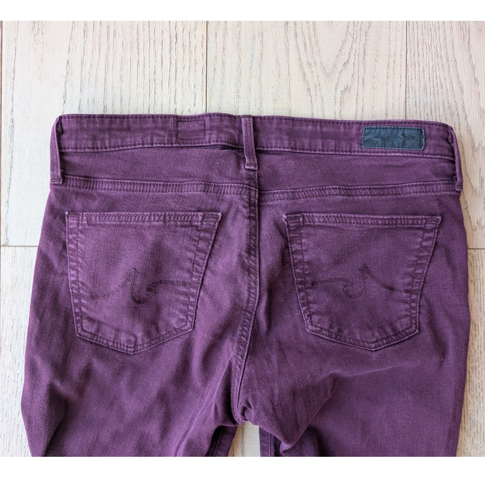 AG Adriano Goldschmied Stevie Ankle Slim Straight Leg Jeans Maroon 27R CTL1377- - Picture 7 of 7